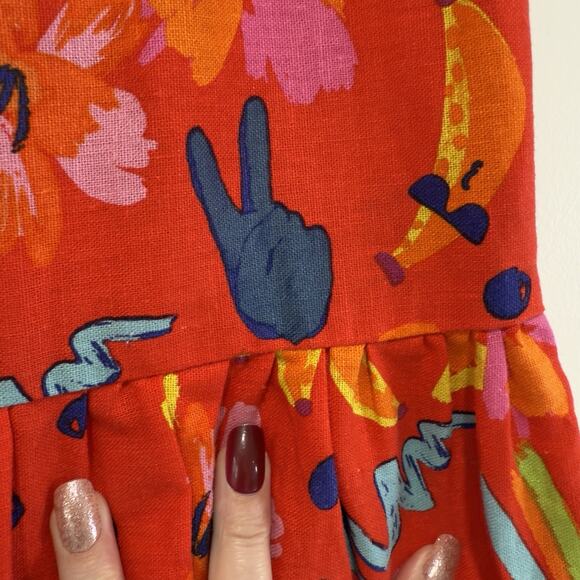 Maison d’Amelie Paris Colorful Tropical Linen Boho Peasant Maxi Midi Skirt Sz S - Picture 5 of 8